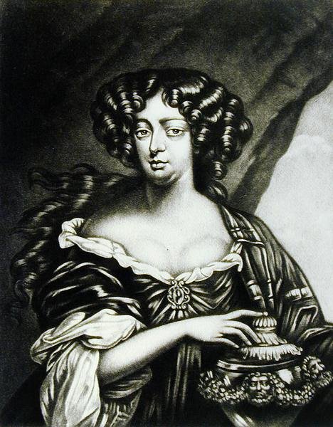 Porträtt av Lady Sophia Bulkeley (fl.1688) graverad av Robert Dunkarton (1744-c.1817) från Illustrious Characters in British History (mezzotint) av Henri Gascard