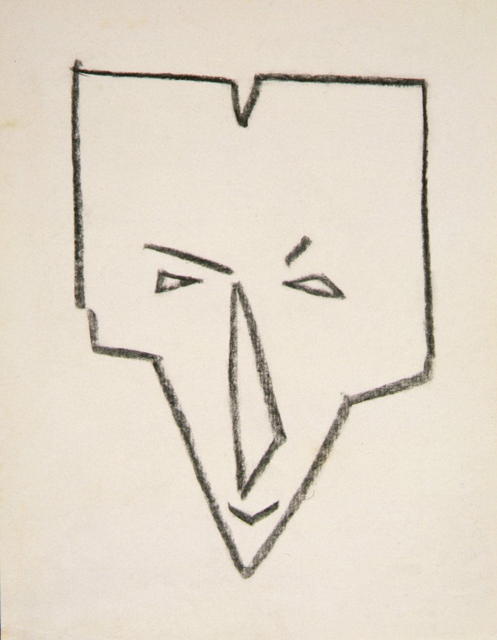 Etniskt maskhuvud (svart krita på papper) av Henri Gaudier Brzeska