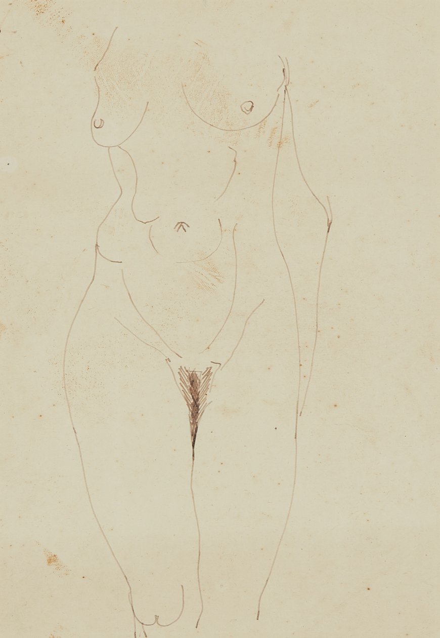 Kvinnlig naken torso (penna och bläck på papper) av Henri Gaudier Brzeska