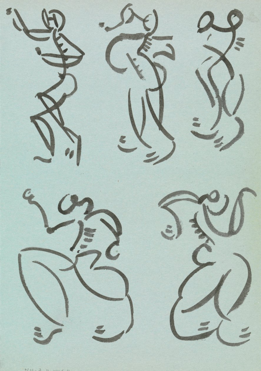 Fem studier av dansande figurer av Henri Gaudier Brzeska