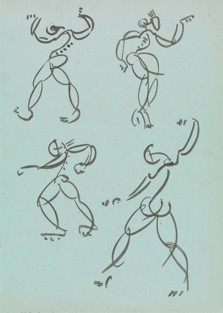 Fyra studier av dansande figurer av Henri Gaudier Brzeska