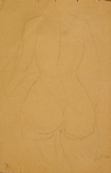 Halvlång kvinnlig naken (svart krita på papper) av Henri Gaudier Brzeska