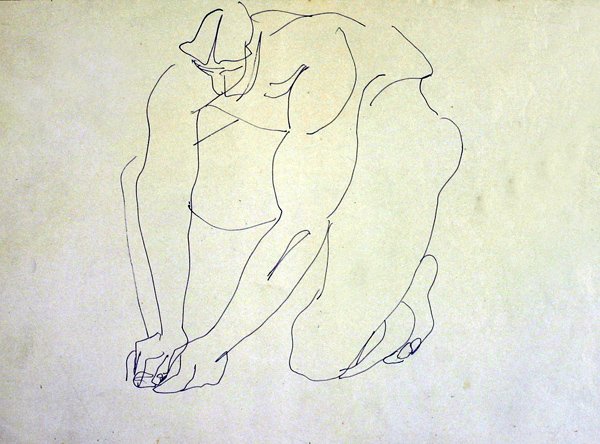 Man naken knästående I av Henri Gaudier Brzeska