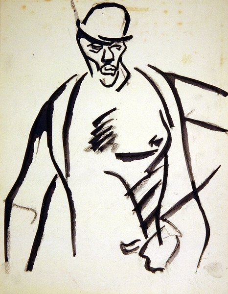 Man i bowlerhatt av Henri Gaudier Brzeska