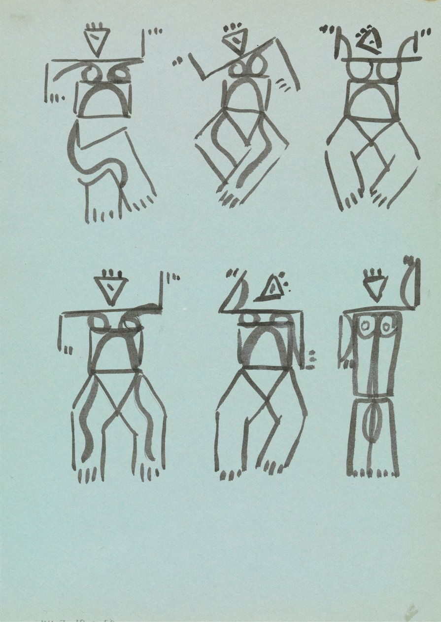Sex studier av dansande figurer av Henri Gaudier Brzeska