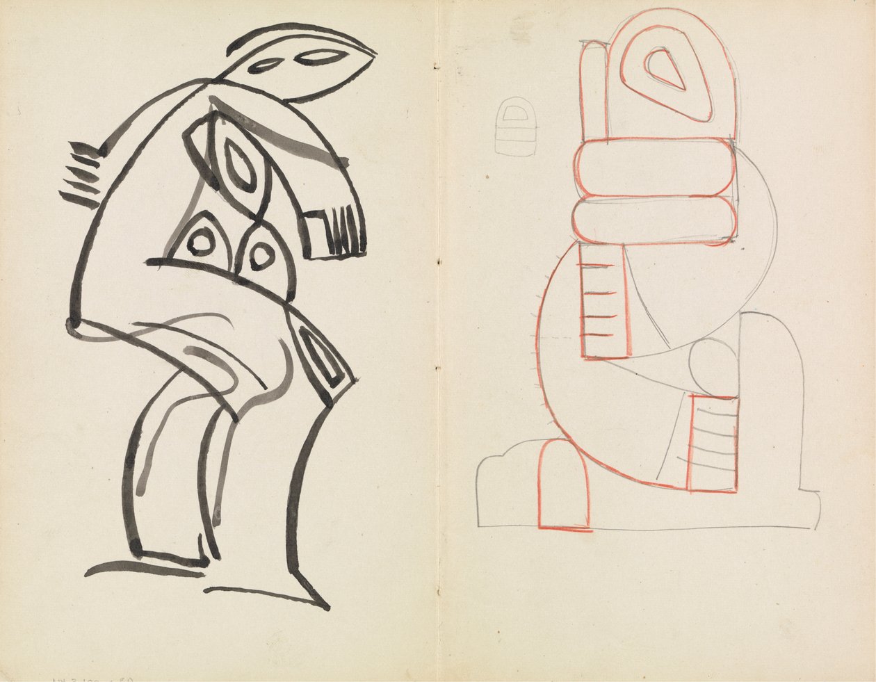 Studie av en kvinnlig figur, abstrakt figurstudie av Henri Gaudier Brzeska