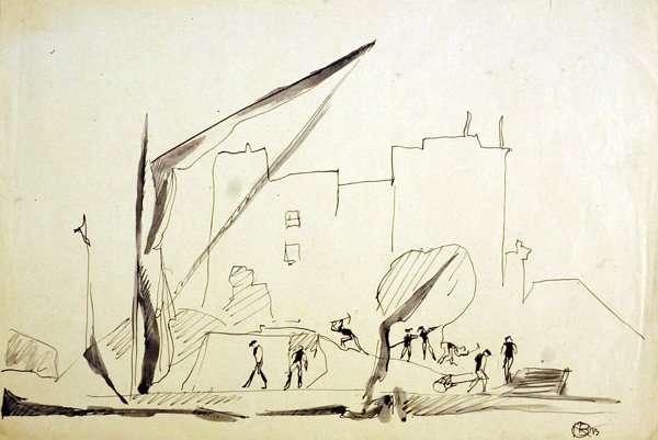Thames pråm vid London Docks av Henri Gaudier Brzeska