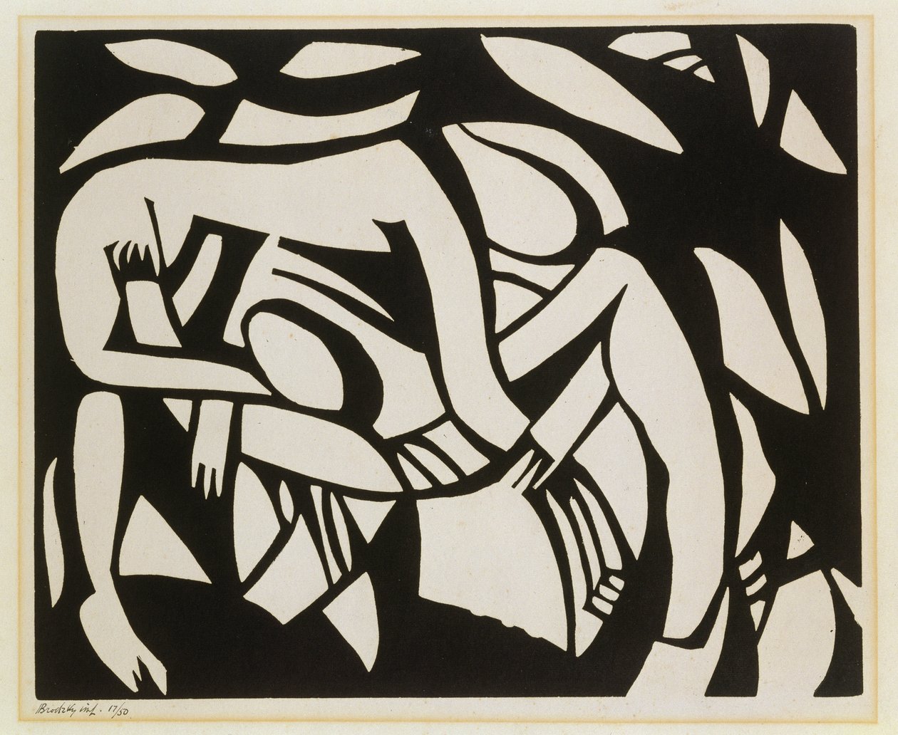 Wrestlers, ca 1914 (linosnitt) av Henri Gaudier Brzeska