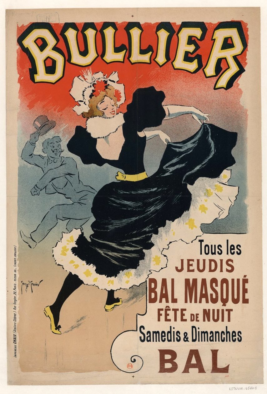 Bullier, Varje torsdag Bal mask, nattfest, 1896. av Henri Georges Meunier