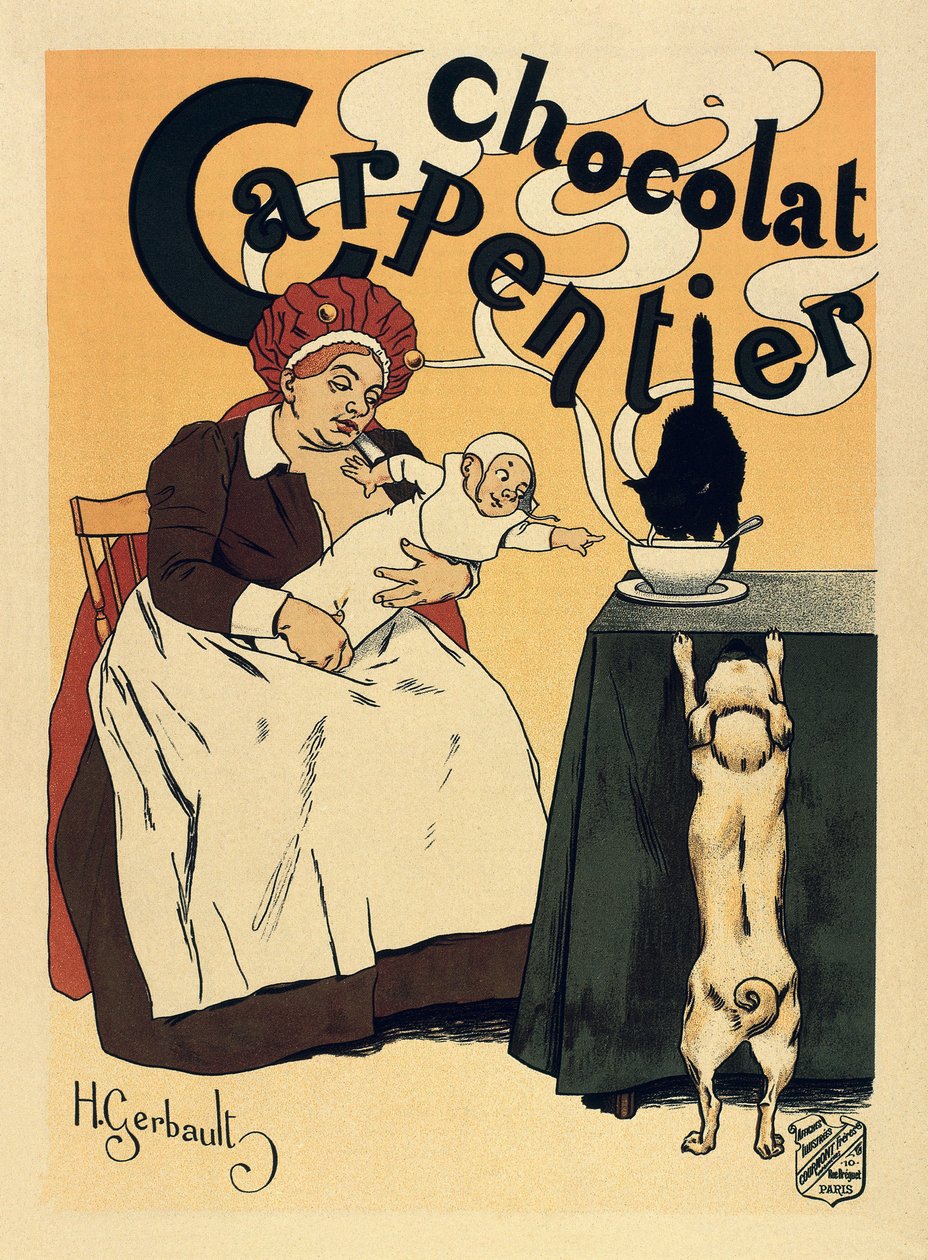 Reklam för chokladdrycken Carpentier, ca 1900 (affisch) av Henri Gerbault