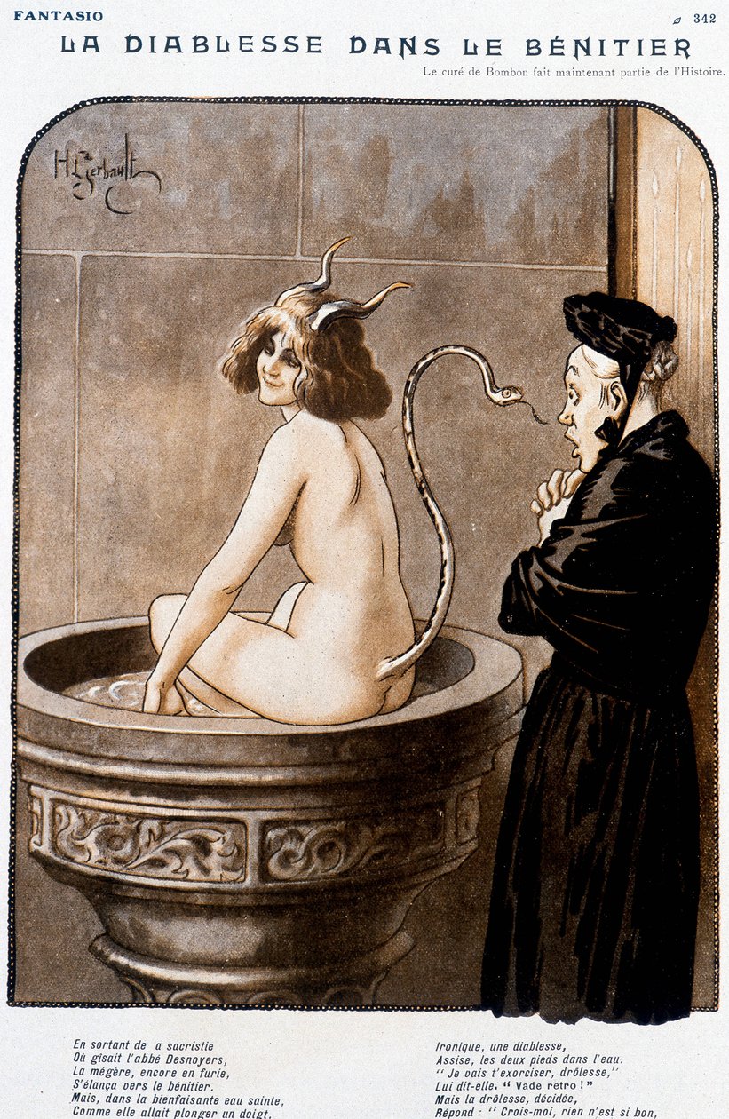 The Devil in the Benitier - av Henry Gerbault (1863-1930), i "" Fantasio"" från 1926-02-01 av Henri Gerbault