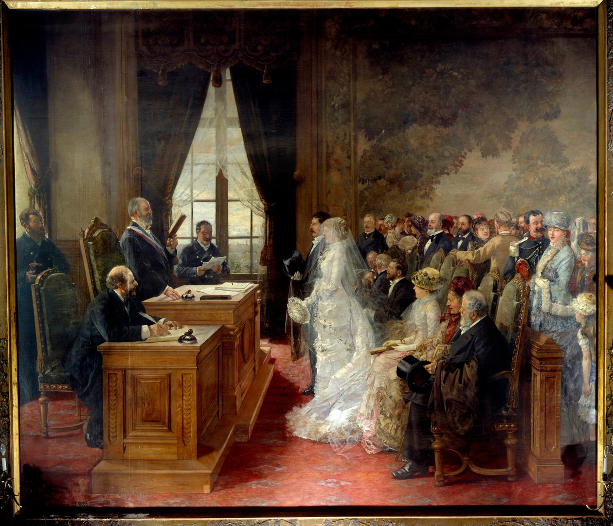 Mathurin Moreaus borgerliga vigsel ägde rum i Paris stadshus 1881. Målning av Henri Gervex (1852-1929) av Henri Gervex
