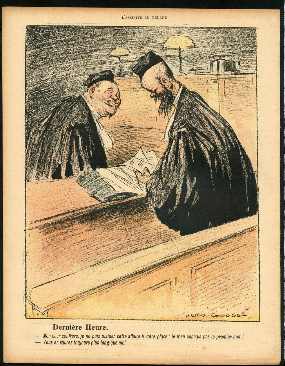 Smörtallriken, satirisk i färg av Henri Gousse