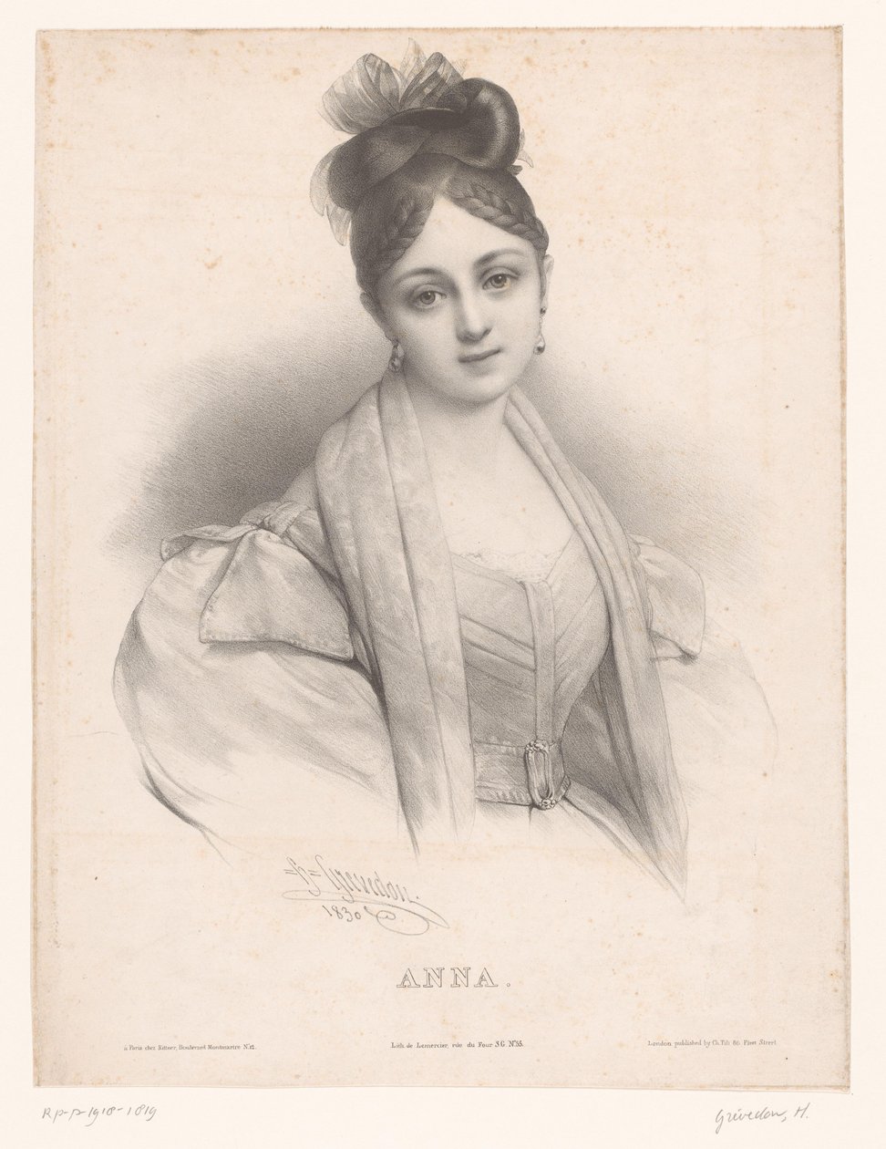 En skåpbil Anna Anna (titel på objekt) Dames met namen enligt het alfabet (serietitel) Damernas alfabet, eller samling av tjugofem fantasyporträtt (serietitel) av Henri Grevedon