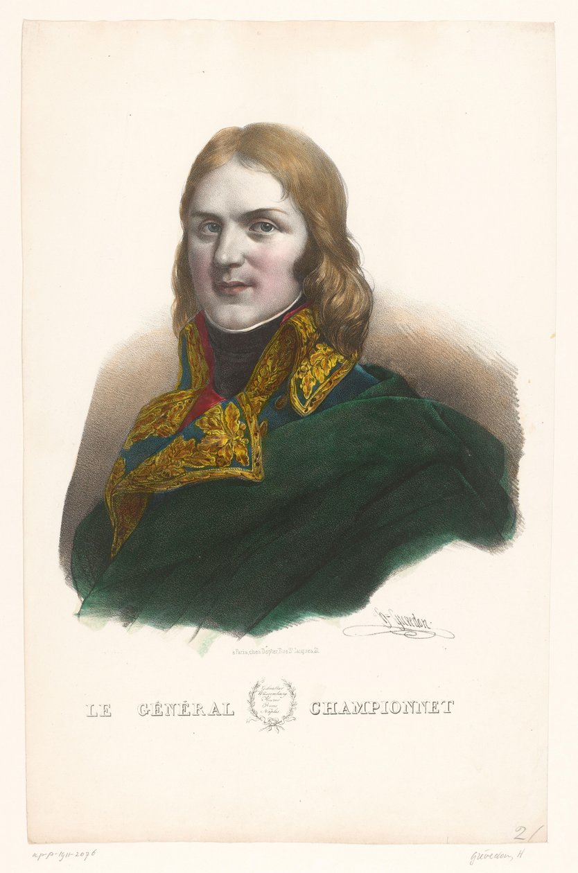 Porträtt av Jean-Étienne Championnet Le General Championnet (titel på objekt) Generals of the Empire (serietitel) av Henri Grevedon