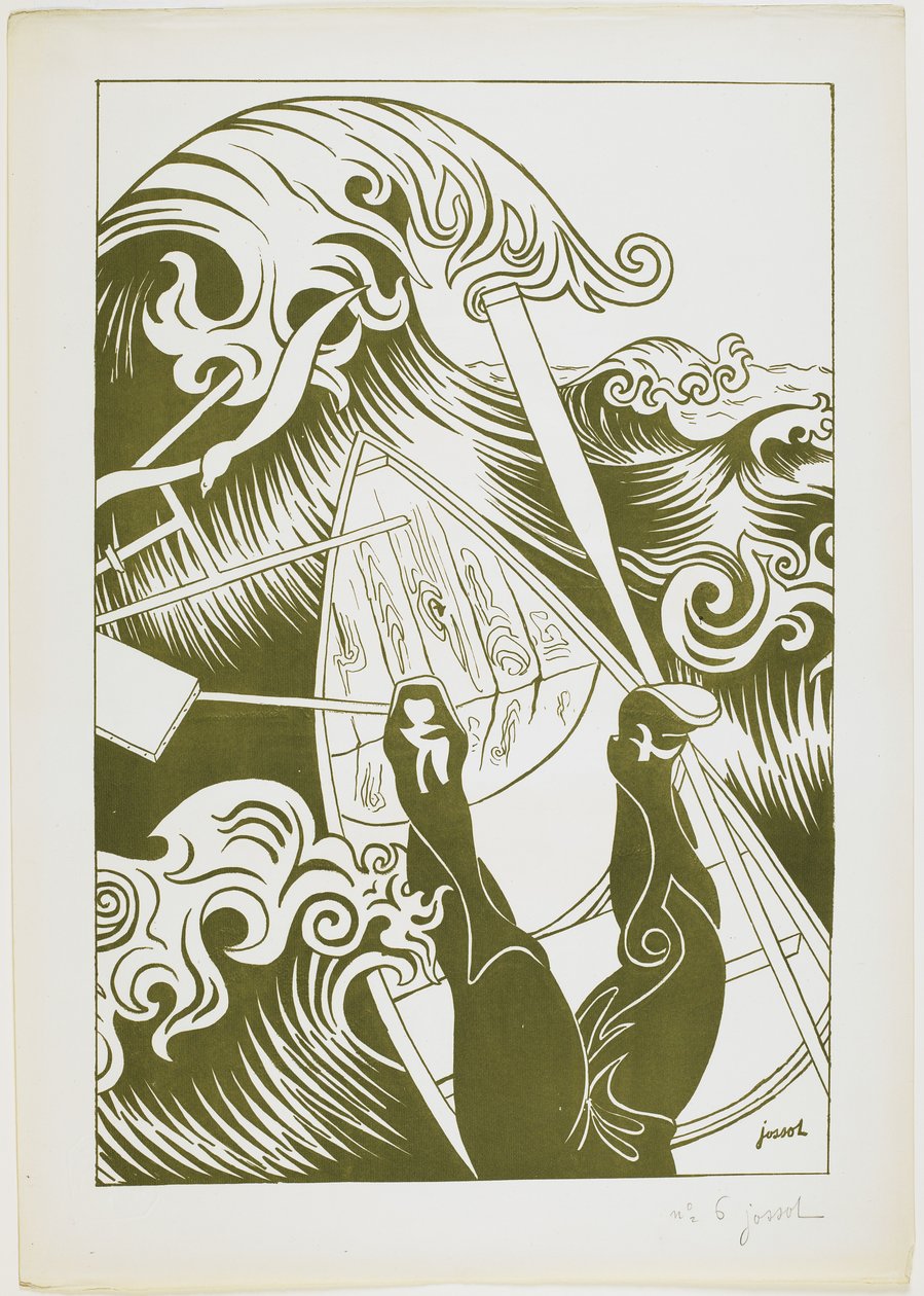 La Vague (Vågen) 1894 (litografi med olivgrönt bläck) av Henri Gustave Jossot