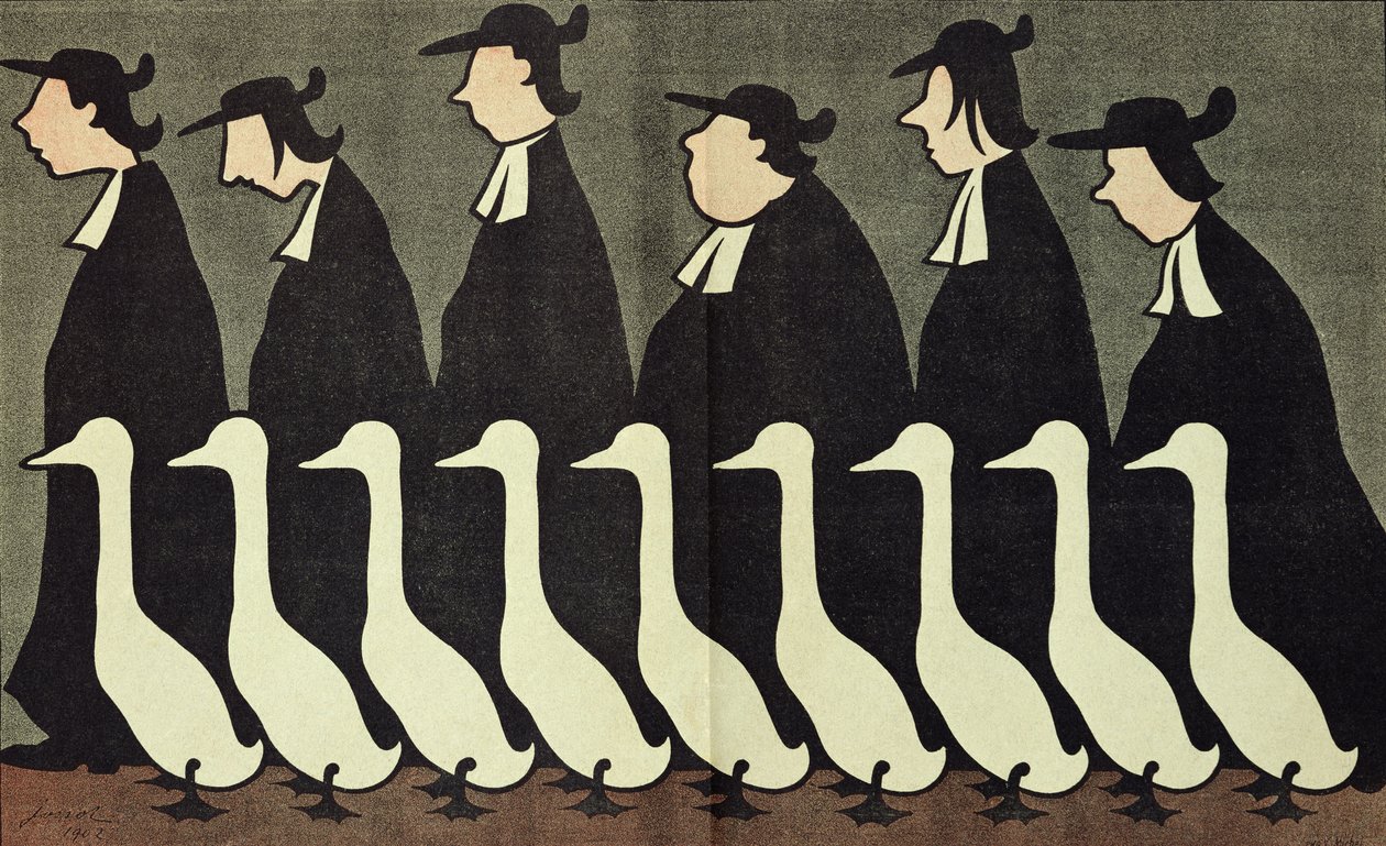 Gässen, antiklerikal karikatyr från "L