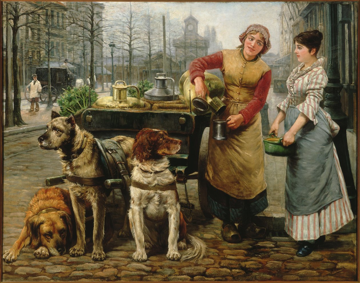 The Milkmaid med hundvagn på De Keyserlei i Antwerpen, ca. 1890. av Henri Houben