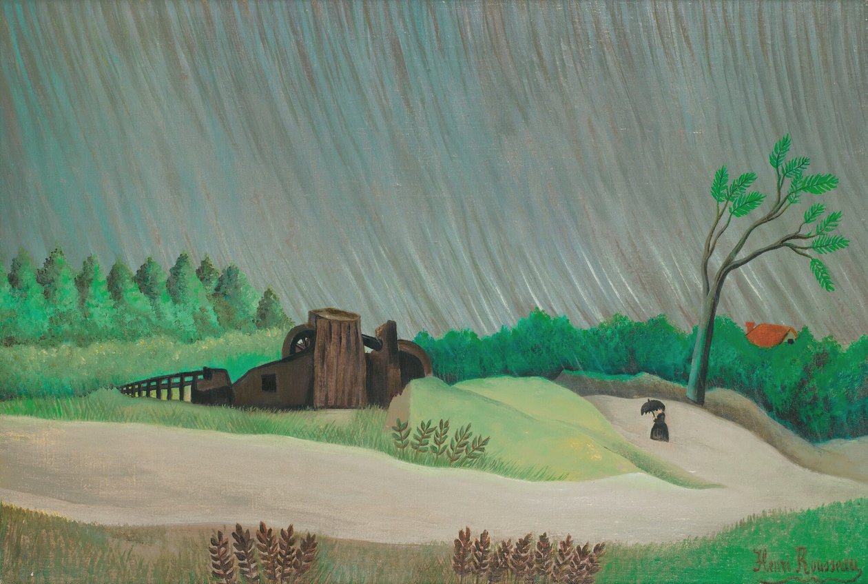 En regnig morgon (olja på duk) av Henri Rousseau