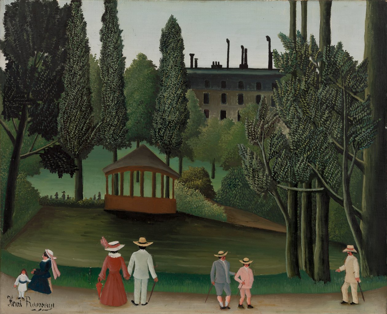 Utsikt över Montsouris Park, kiosken, förmodligen 1908-1910 av Henri J.F. 1844 1910 Rousseau