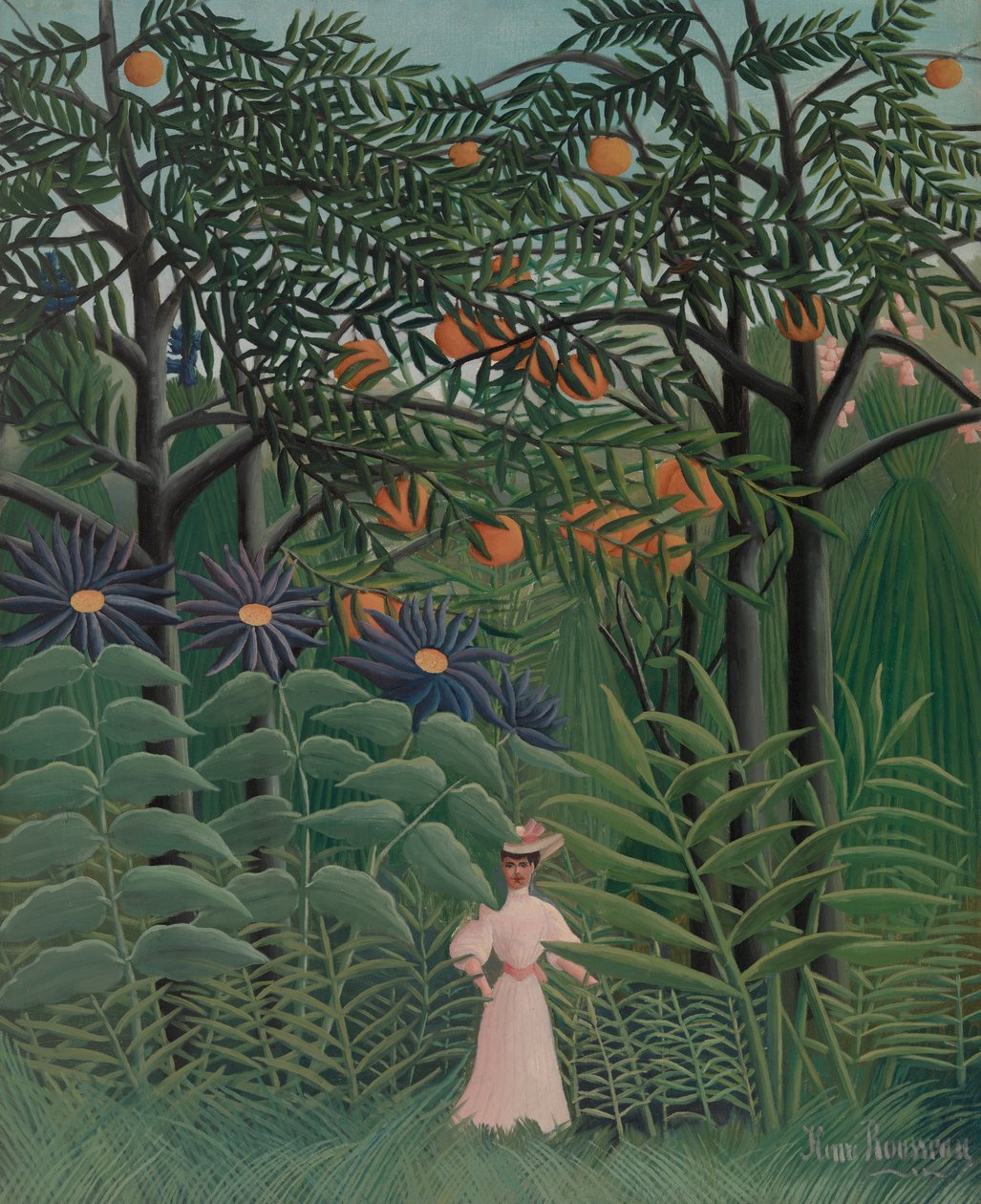 Kvinna som går i en exotisk skog, 1905 av Henri J.F. 1844 1910 Rousseau