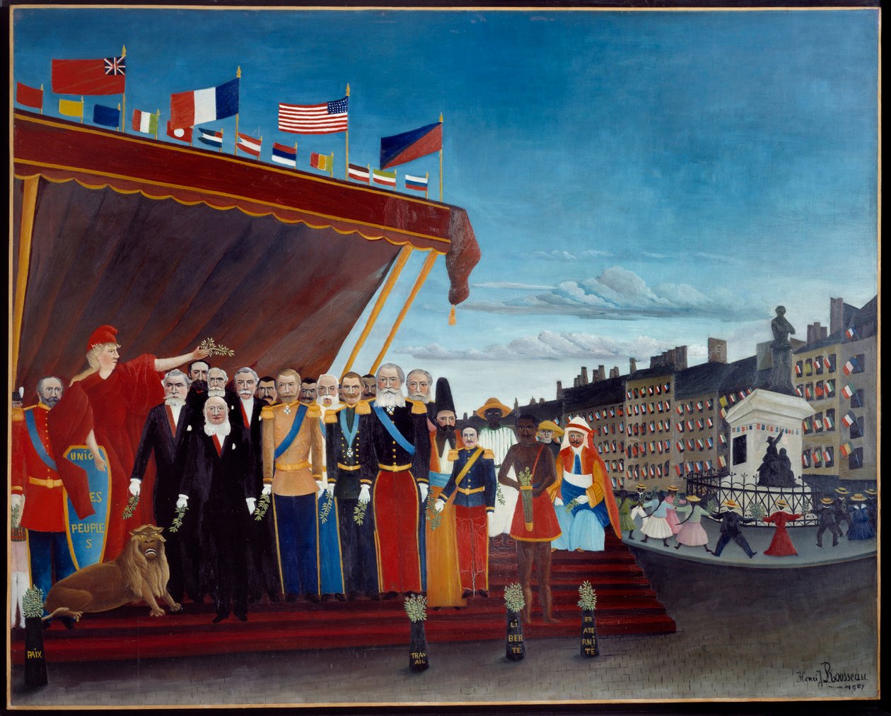 Representant för främmande makter hälsar republiken som ett tecken på fred Målning av Henri Rousseau dit le Douanier Rousseau av Henri J.F. Rousseau