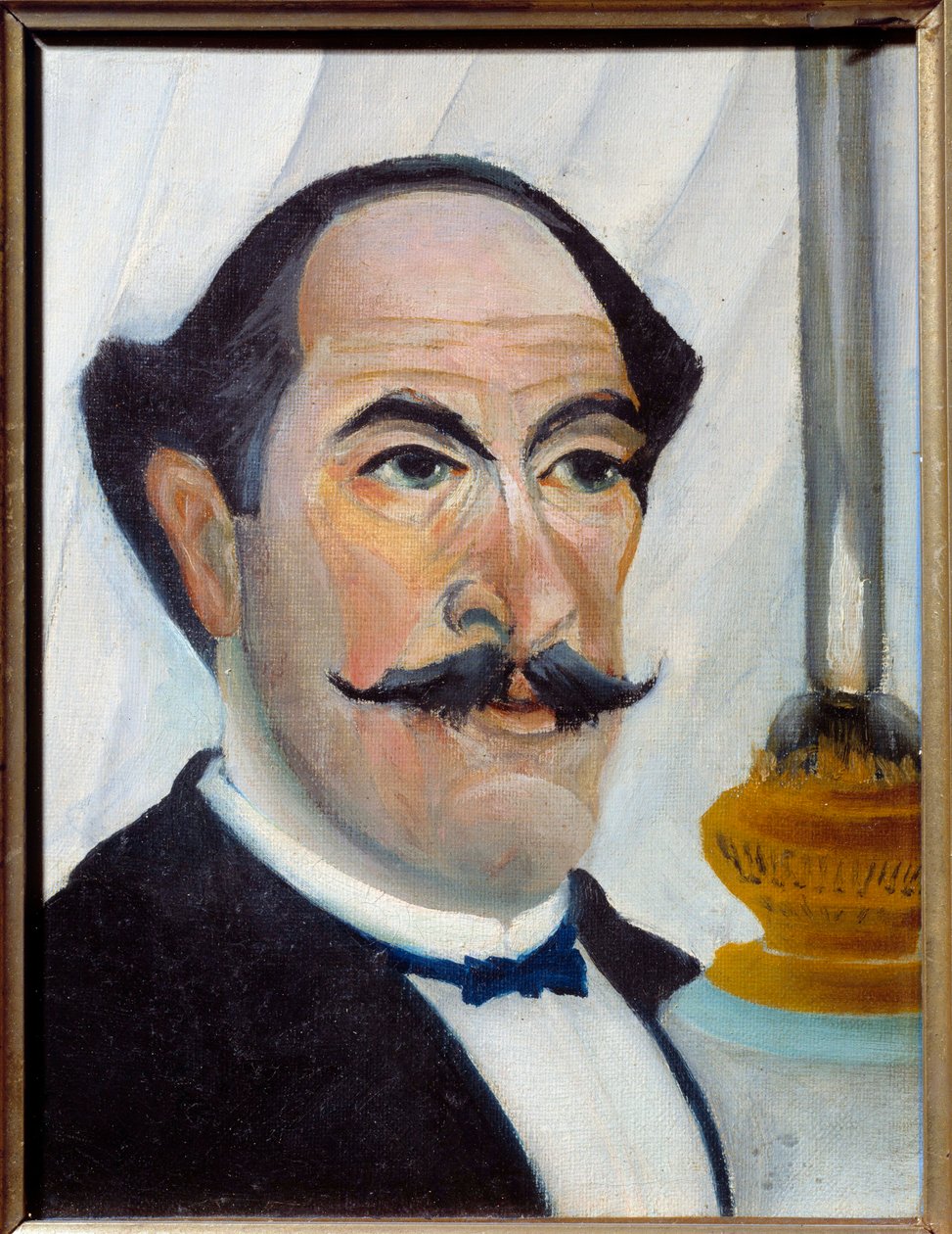 Självporträtt med lampmålning av Henri Rousseau dit Le Douanier Rousseau av Henri J.F. Rousseau
