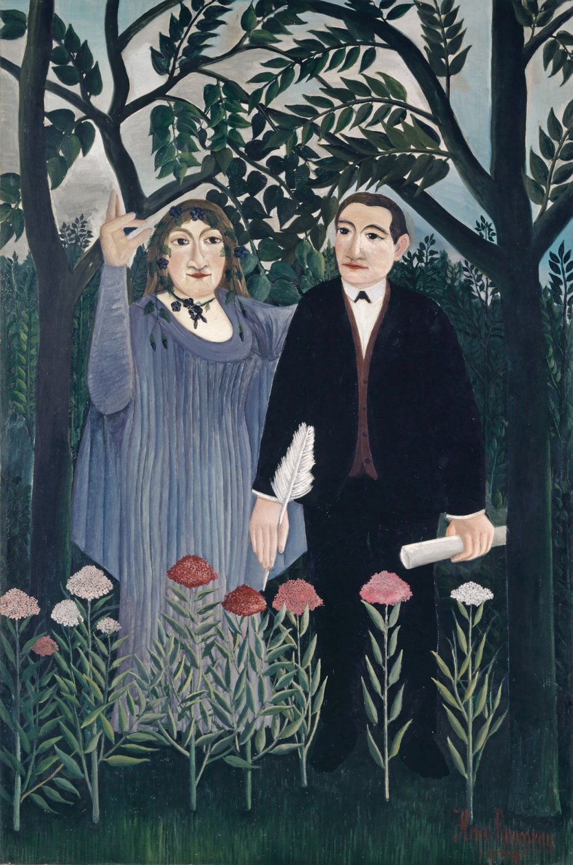 Musan som inspirerar poeten, 1909 av Henri J.F. Rousseau