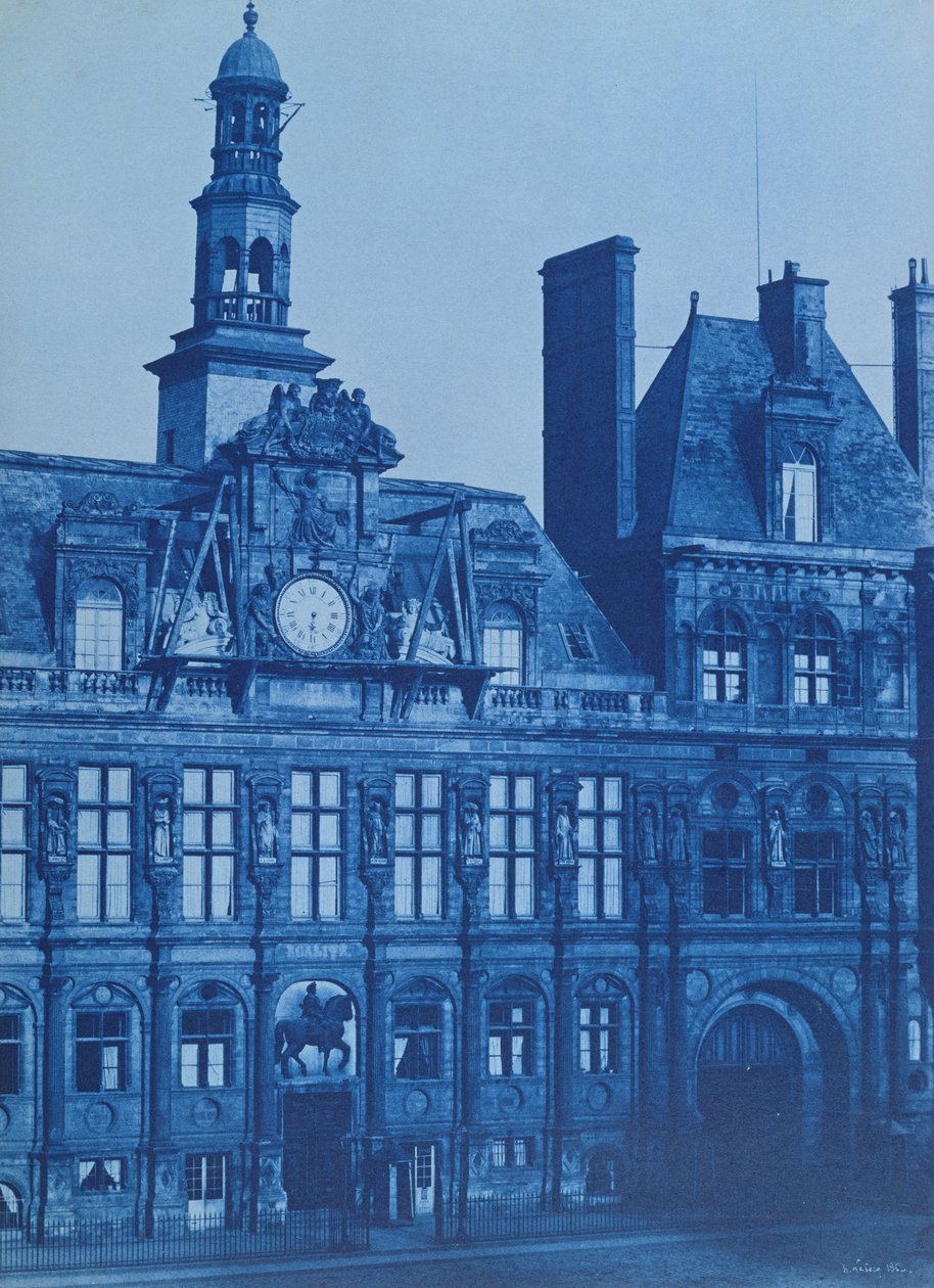 Hotel de Ville i Paris, 1853 (cyanotyp) av Henri Jean Louis Le Secq