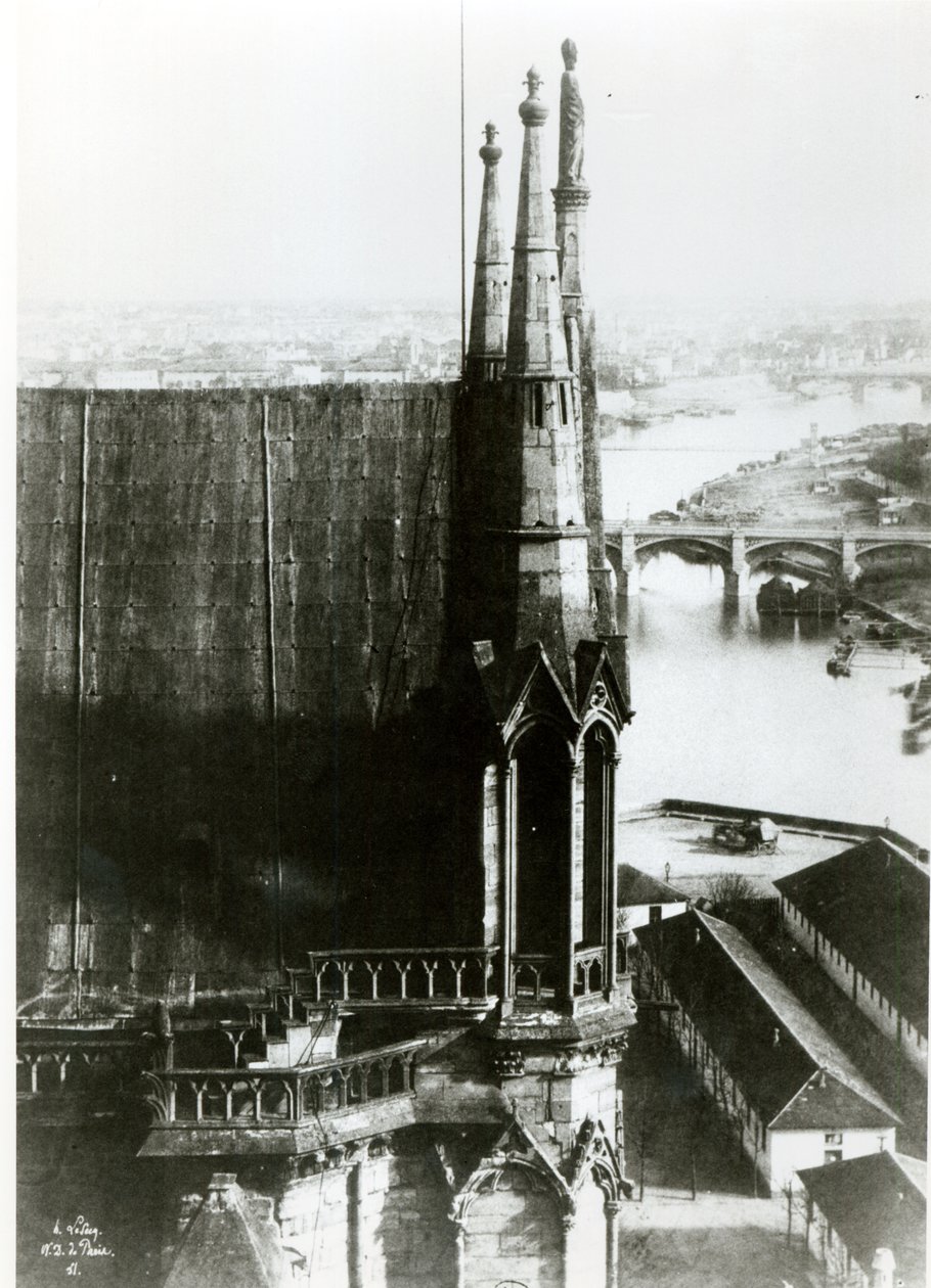Utsikt över katedralen Notre-Dame i Paris och floden Seine, c.1853 av Henri Jean Louis Le Secq
