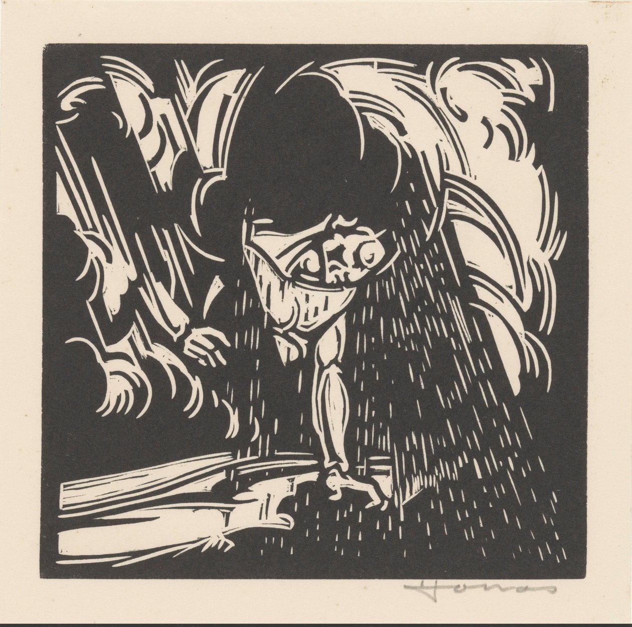 Personifiering av regnet över ett landskap av Henri Jonas (signed by artist)