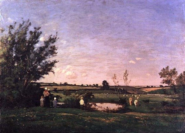 Omgivningarna i St. Pierre, Yonne (olja på duk) av Henri Joseph Harpignies