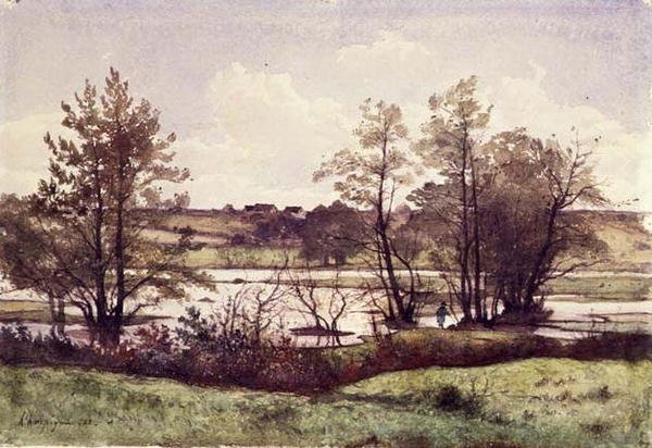 No.0849 The Far Flood, nära St. Prive av Henri Joseph Harpignies