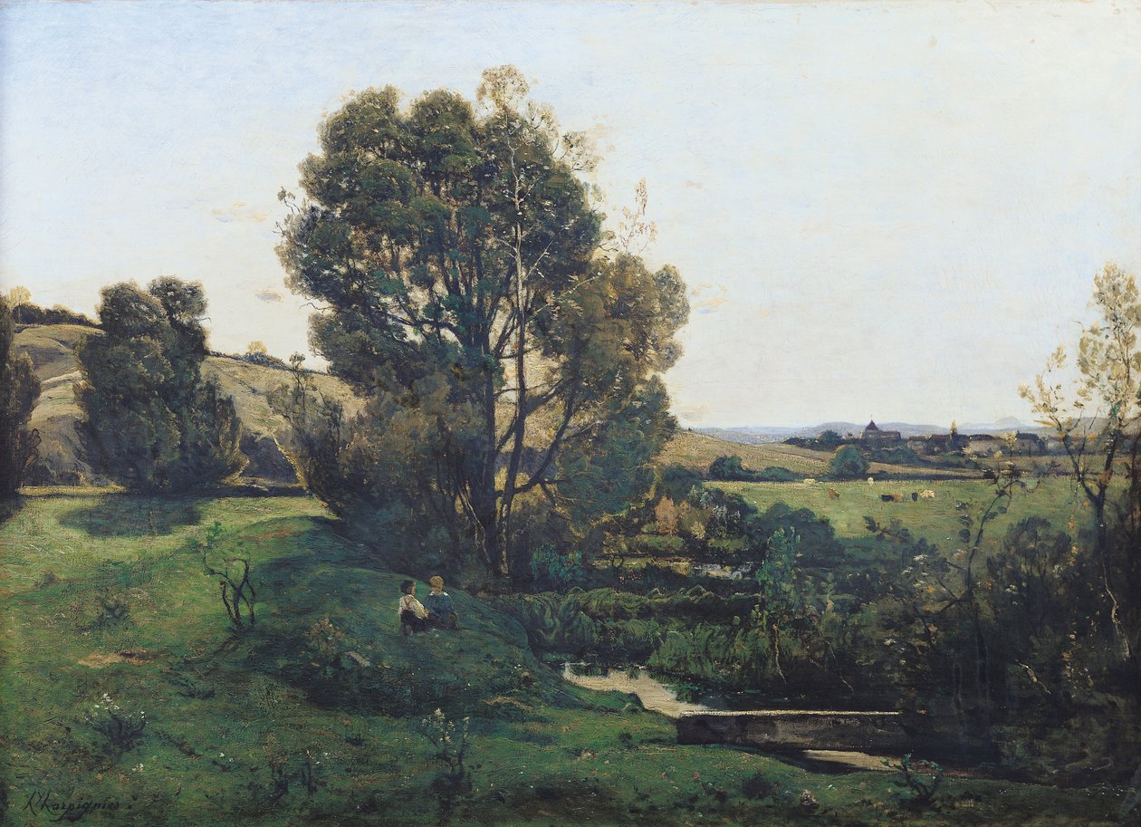 Utsikt från Moncel-sur-Seine, ca 1868 av Henri Joseph Harpignies