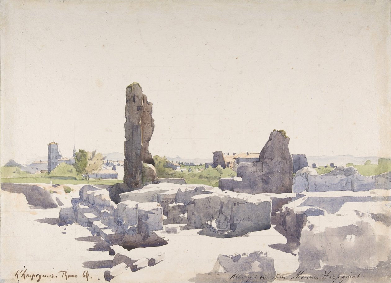 Utsikt över Colosseum från Domitianusbasilikan och det flaviska palatset, Rom, 1864. av Henri Joseph Harpignies