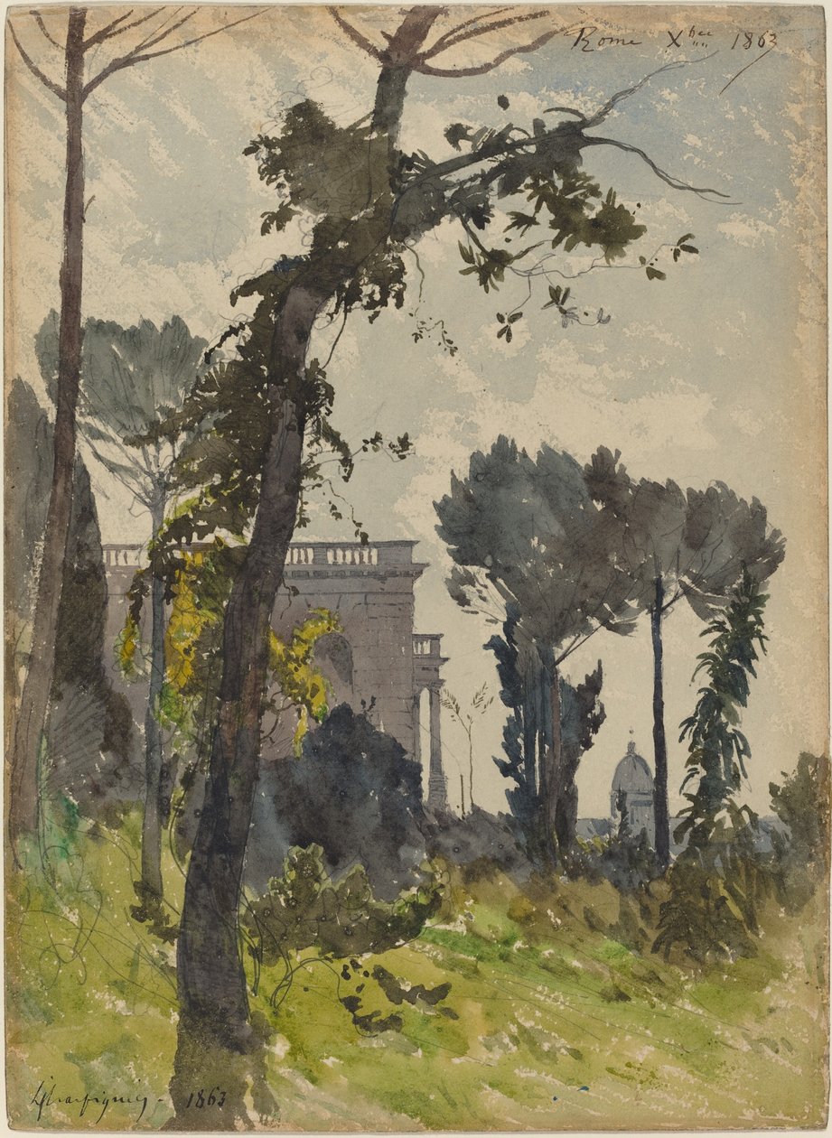 Utsikt över Peterskyrkans kupol, Rom av Henri Joseph Harpignies