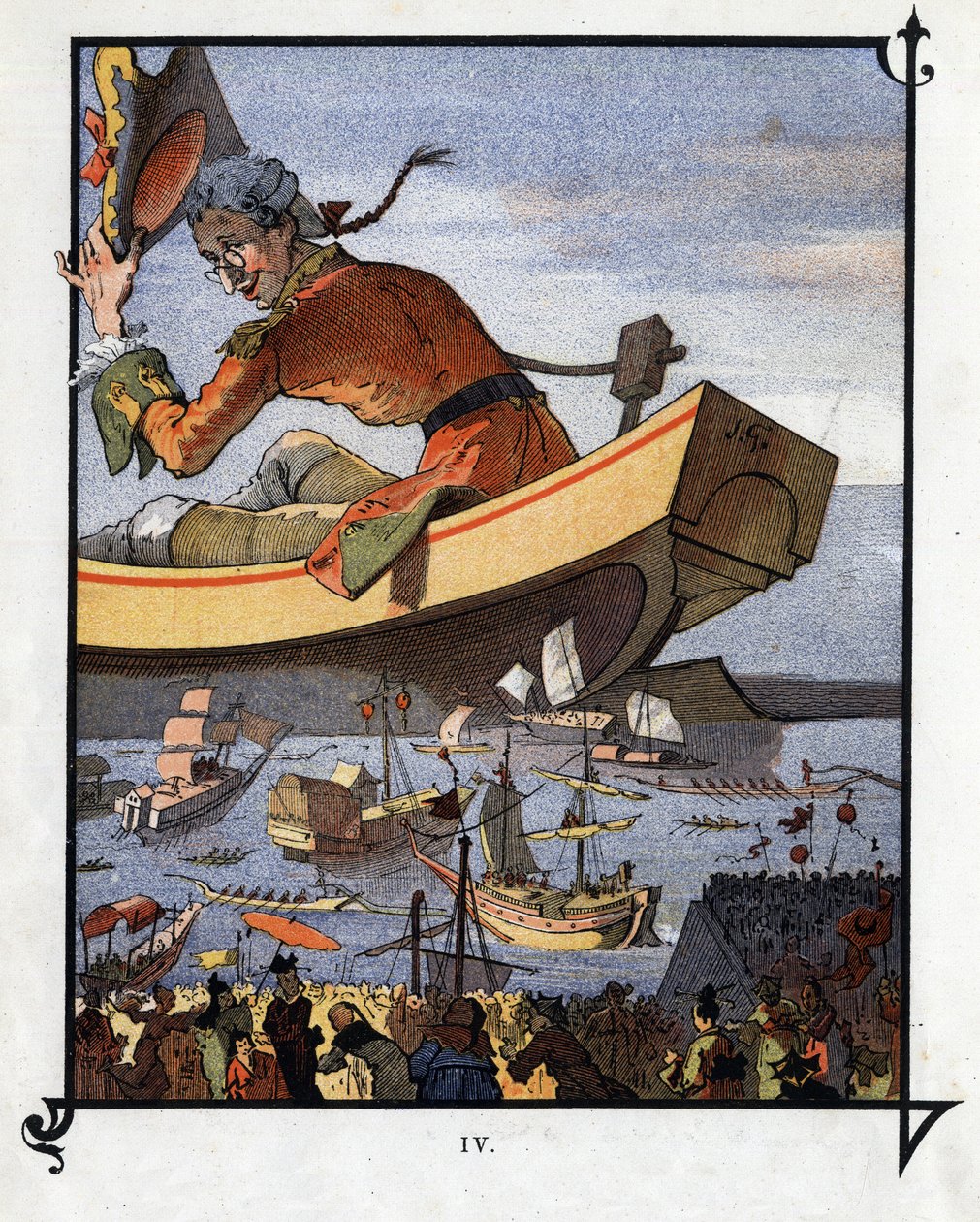 Lemuel Gulliver tog farväl av Lilliputians. Illustration för "" Gulliver