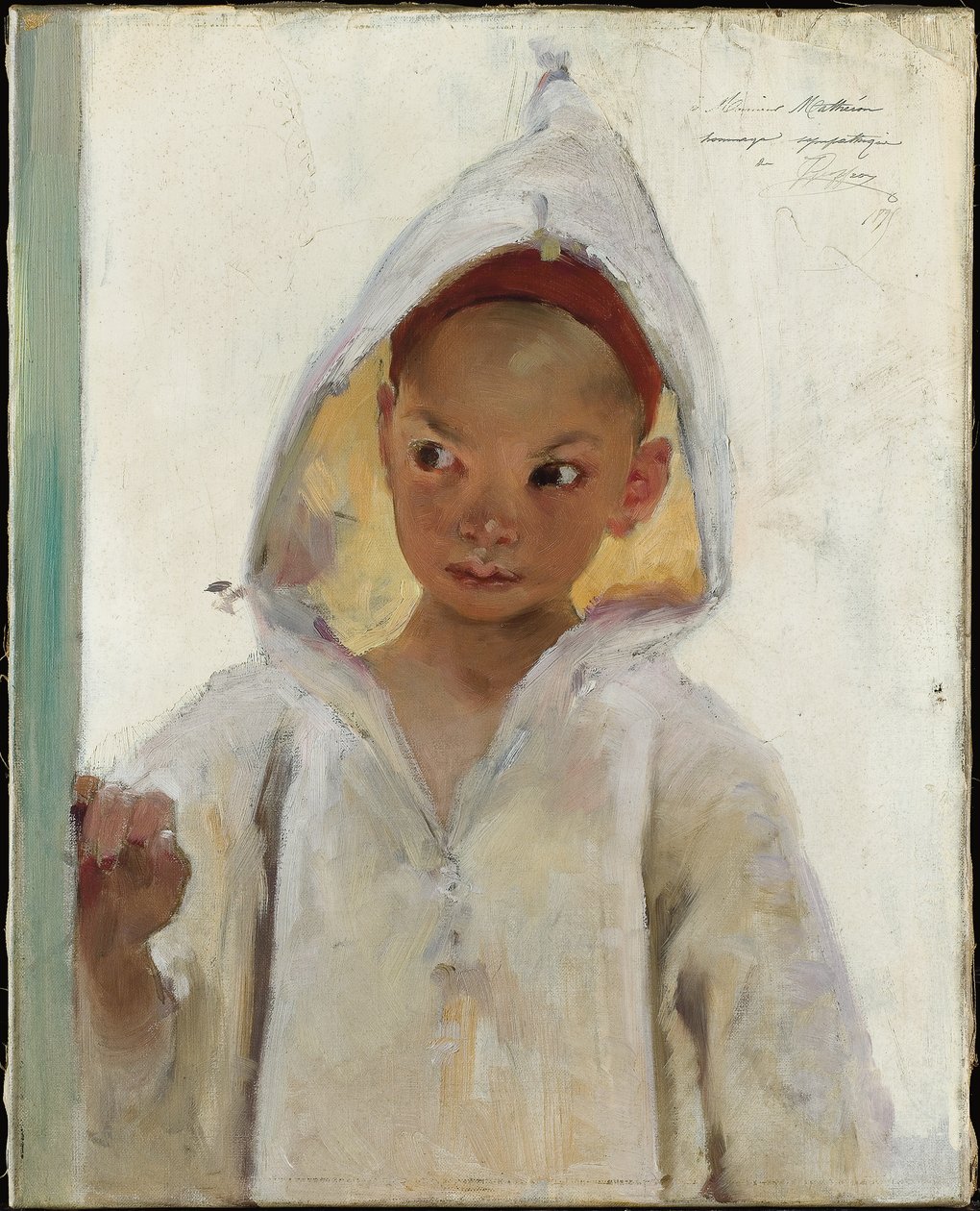 Porträtt av en ung pojke som bär en Burnous av Henri Jules Jean Geoffroy