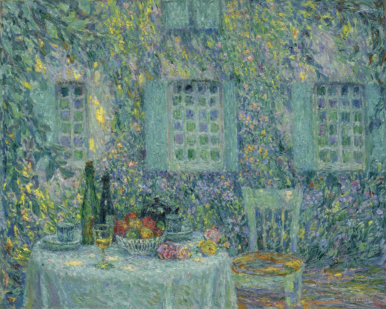 Bordet. Solen på löven, Gerberoy, 1917 av Henri Le Sidaner