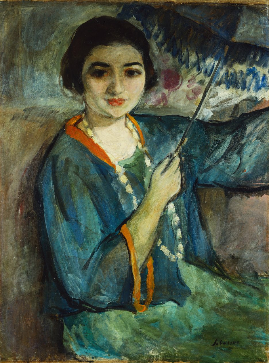 Nono med paraply; Nionde till l "Paraplyer, av Henri Lebasque