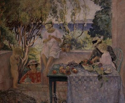Te på terrassen på St. Maxine av Henri Lebasque