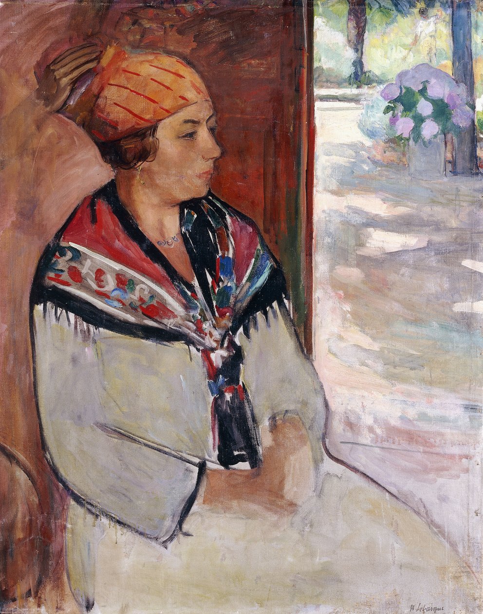 Kvinna i en bandana på Prefailles; Femme au Madras a Prefailles, 1922 av Henri Lebasque