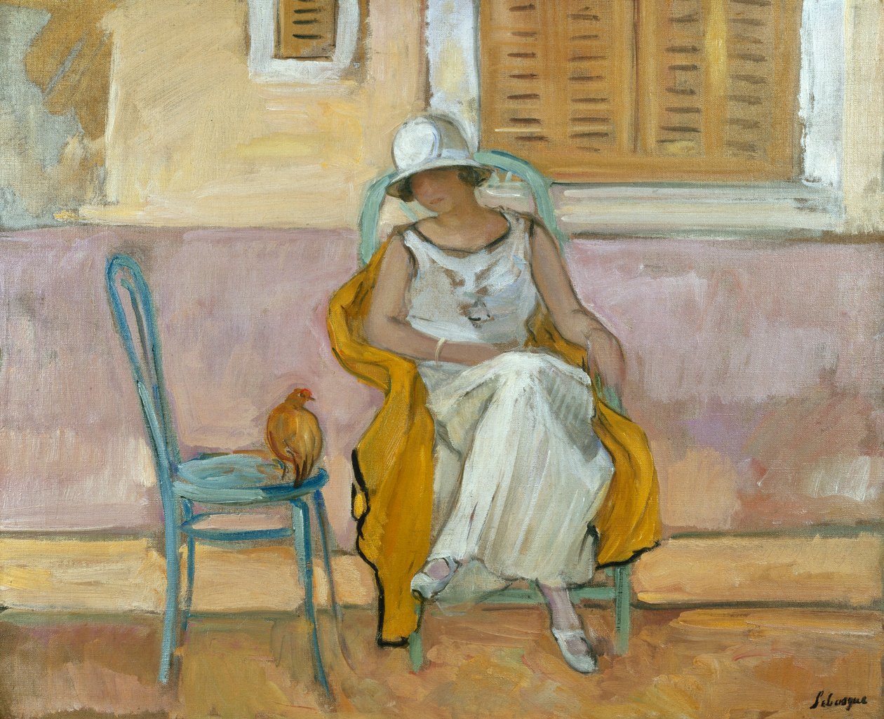 Kvinna i en vit klänning; La Femme en Robe Blanche, ca 1923 av Henri Lebasque