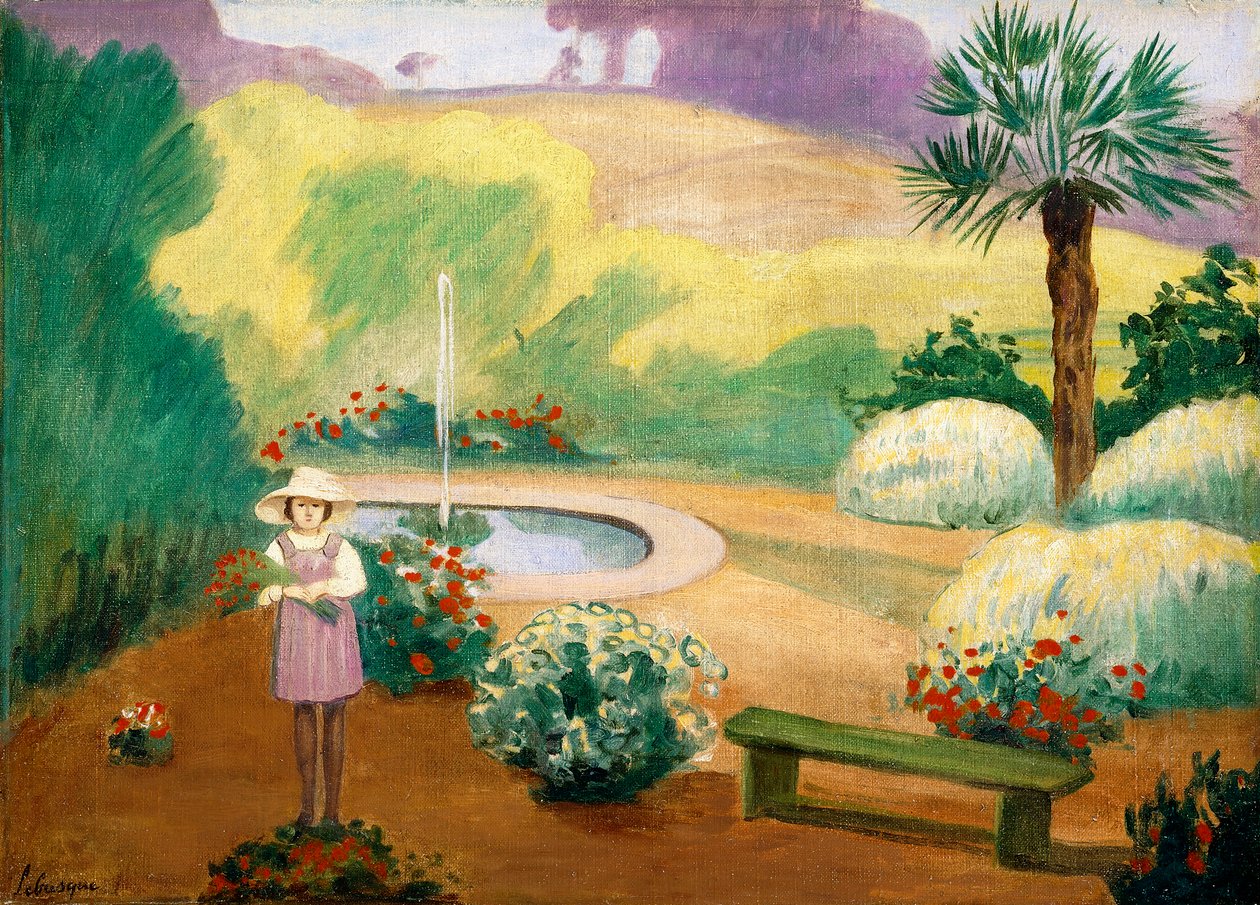 Ung flicka nära fontänen, av Henri Lebasque