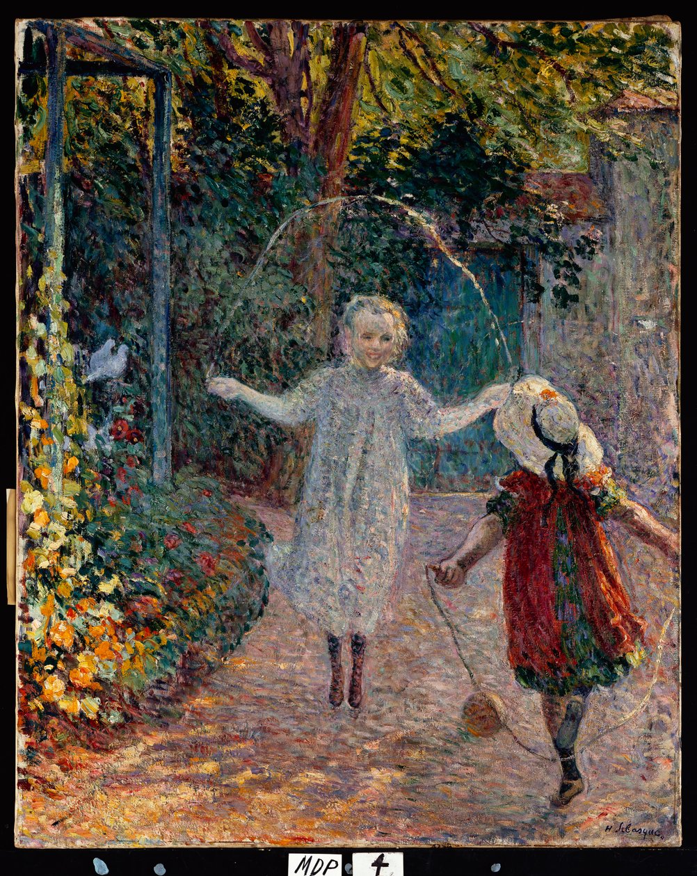 Unga flickor som leker i trädgården, 1899 av Henri Lebasque
