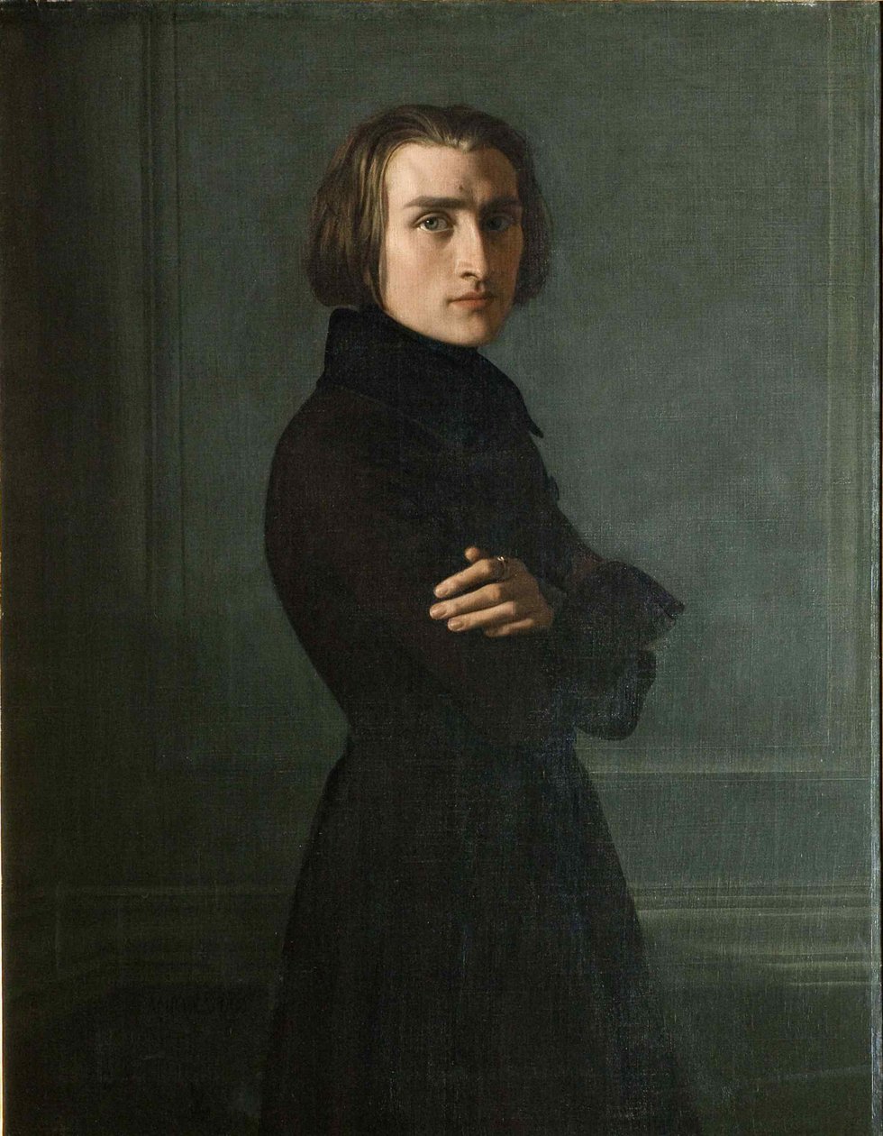 Porträtt av kompositören Franz Liszt 1811-1886, 1839. av Henri Lehmann