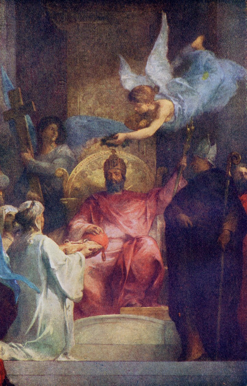 Charlemagne, illustration från "Romance and Legend of Chivalry" av A. R. Hope Moncrieff av Henri Leopold Levy