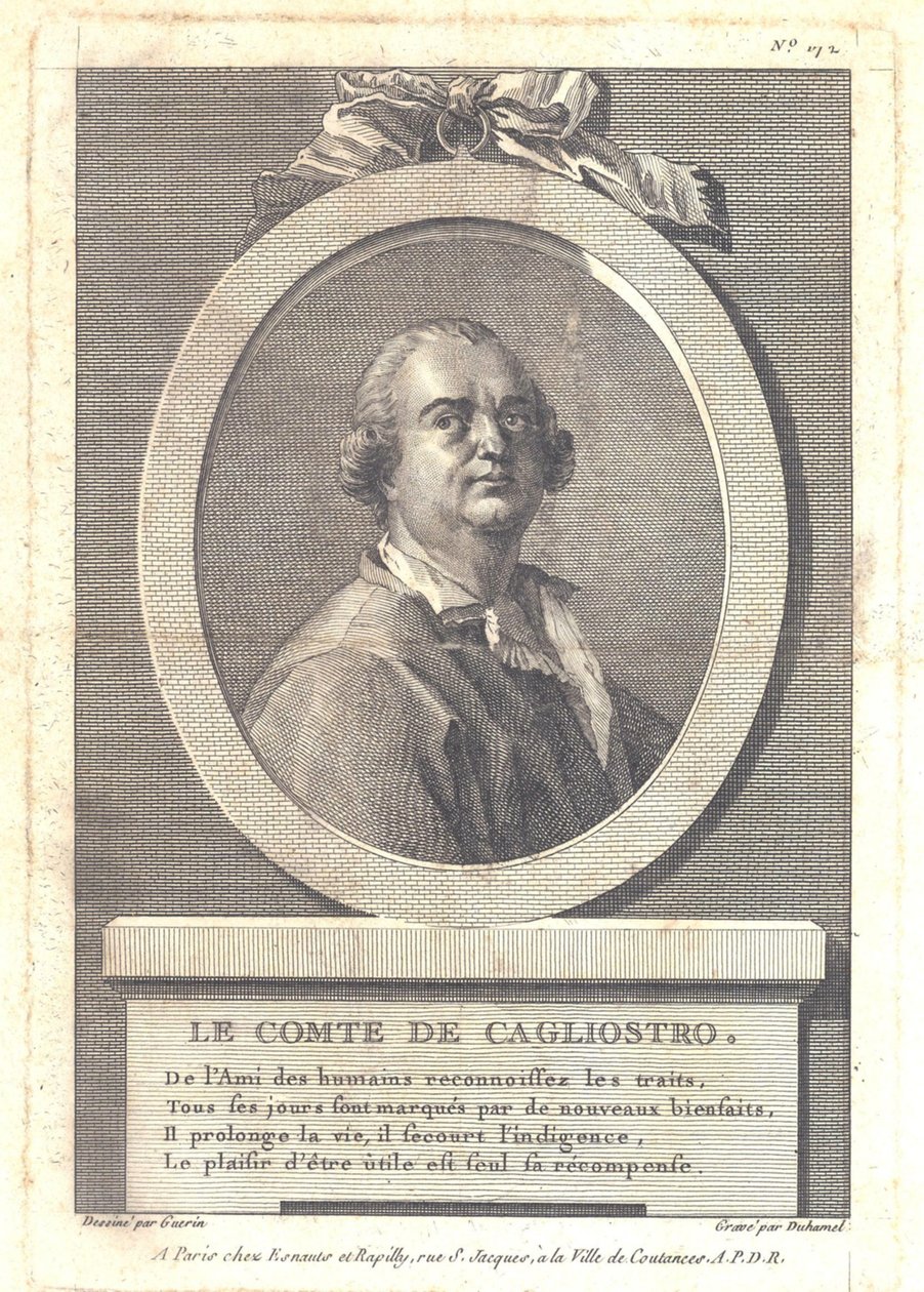 Greve Alessandro di Cagliostro 1743-1795, 1781 av Henri Louis Duhamel du Monceau