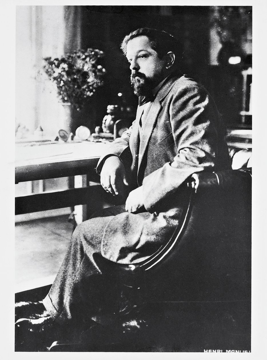 Porträtt av den franske kompositören och pianisten Claude Debussy (Saint-Germain-en-Laye av Henri Manuel