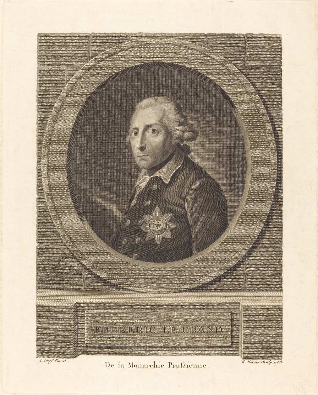 Fredrik den store, kung av Preussen av Henri Marais after Anton Graff